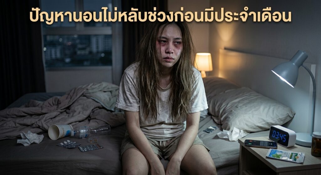ปัญหานอนไม่หลับช่วงก่อนมีประจำเดือน